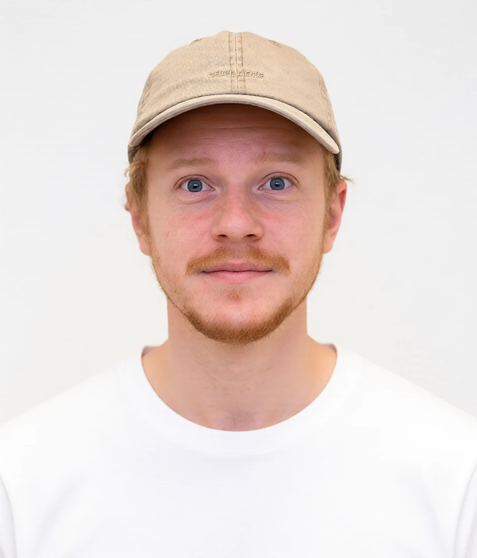 Generated portrait example: Front-facing portrait — neutral background