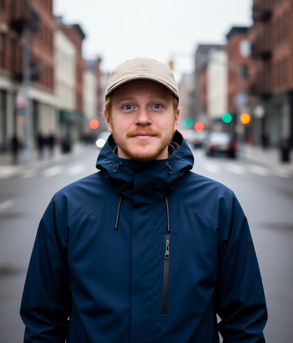 Generated portrait example: Outdoor portrait — city street